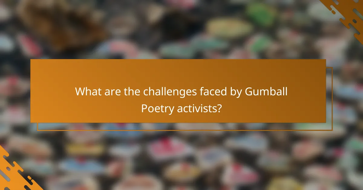 What are the challenges faced by Gumball Poetry activists?