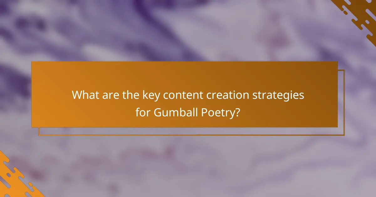 What are the key content creation strategies for Gumball Poetry?