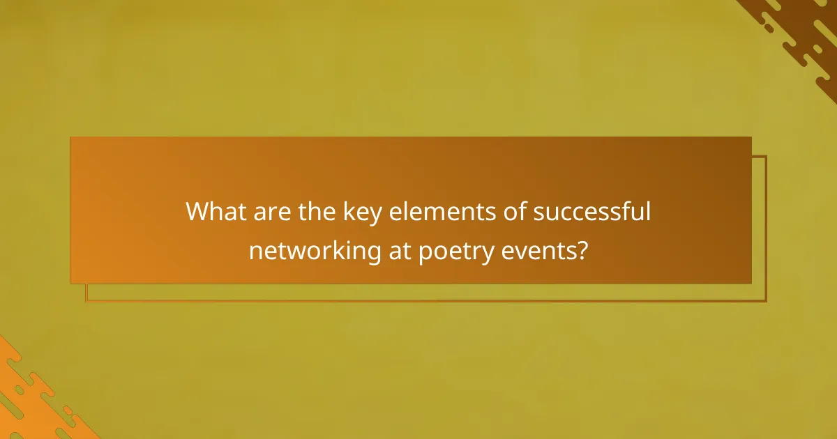 What are the key elements of successful networking at poetry events?