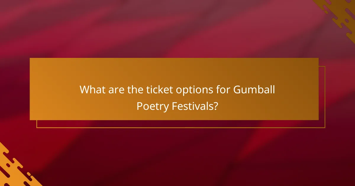 What are the ticket options for Gumball Poetry Festivals?