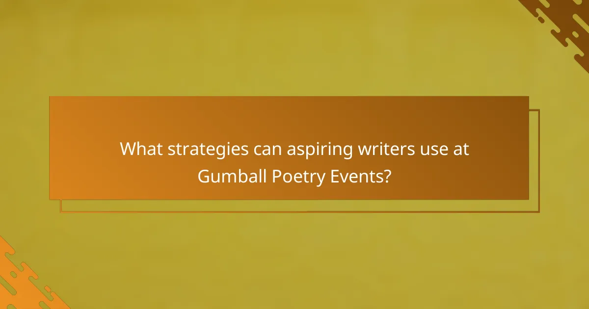 What strategies can aspiring writers use at Gumball Poetry Events?