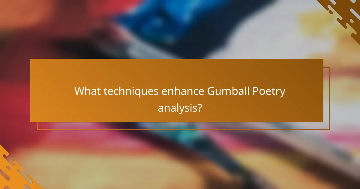What techniques enhance Gumball Poetry analysis?